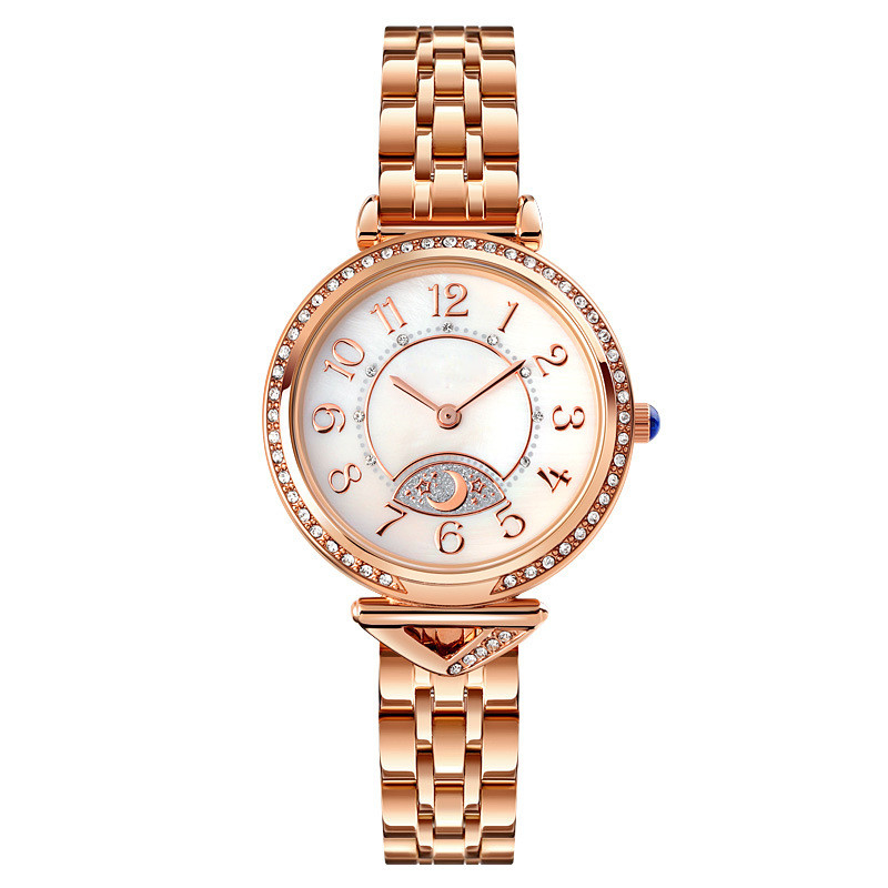 Bande d'acier de lune d'étoile de Diamond Ladies Quartz Watch Dia 26.5mm de cadran de cru