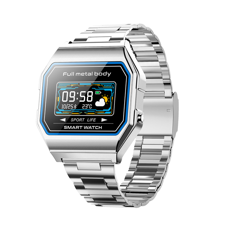 Montres analogiques-numériques de contact simple de la place 0.96inch de montre de Digital des hommes de bande métallique