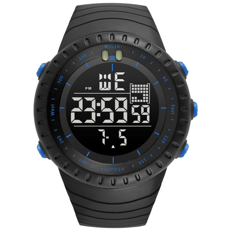 Les sports analogiques-numériques de cadran de noir de montre de sport de Chronos observent 50 mètres d'imperméable